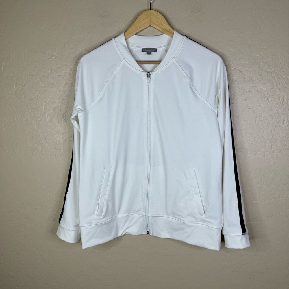 T by Talbots White Zip Front Track Jacket